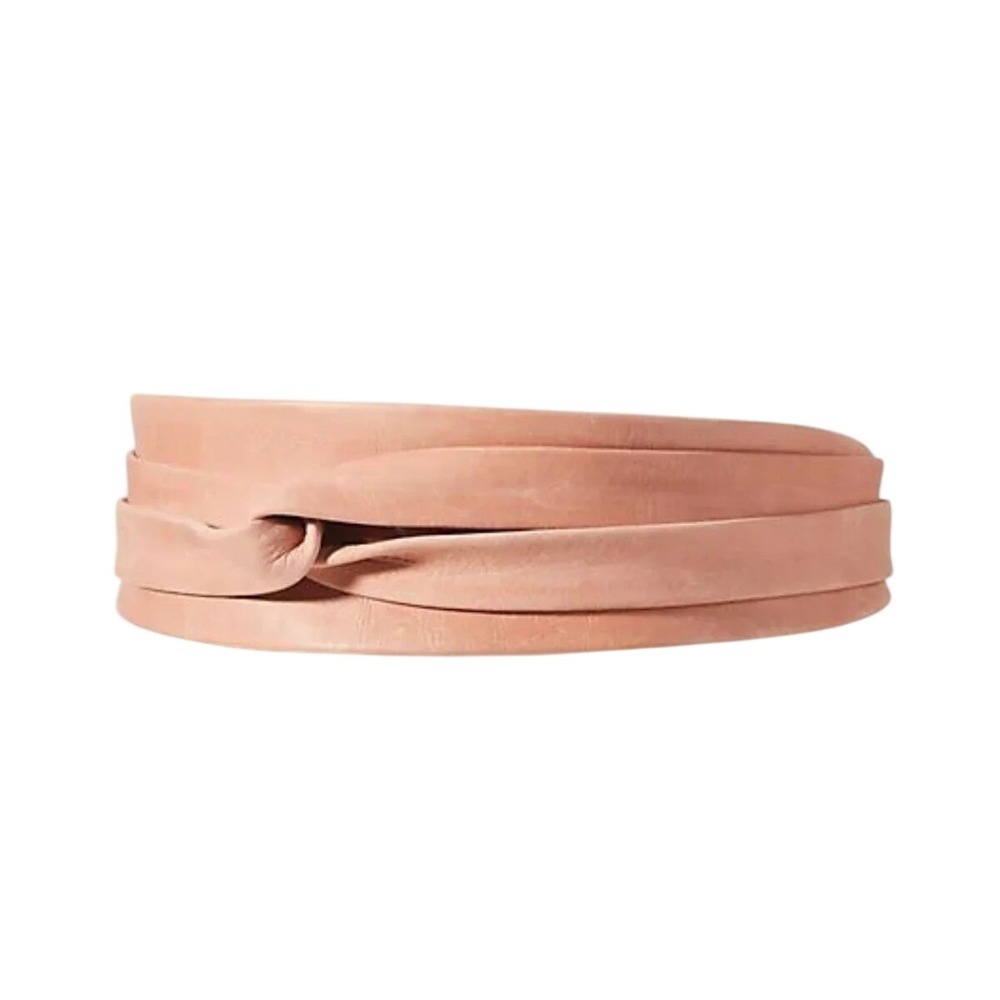 ADA Collection Tan Rose Genuine Leather Wrap Obi Belt Made in Argentina OS - Picture 2 of 7